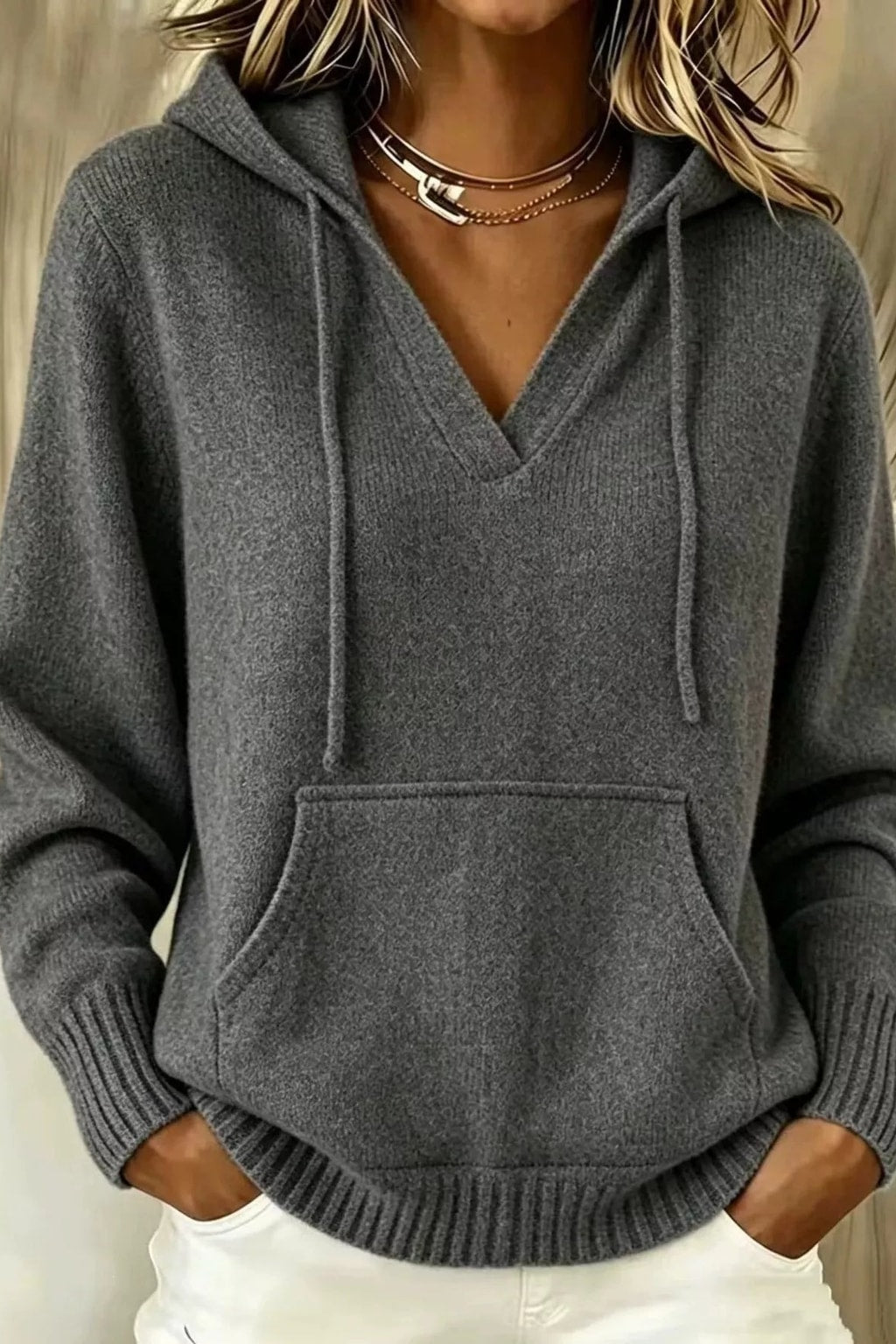 Polyester Hooded Sweater With Kangaroo Pocket - 8