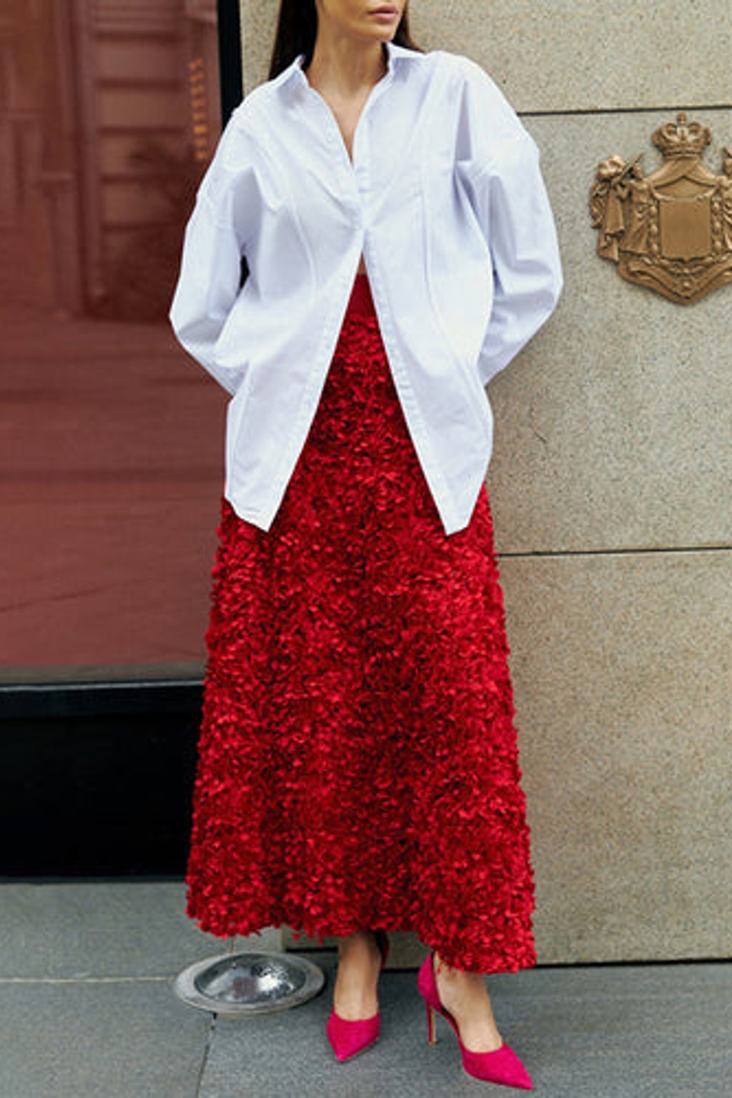 A-Line Skirt With Floral Applique - 4
