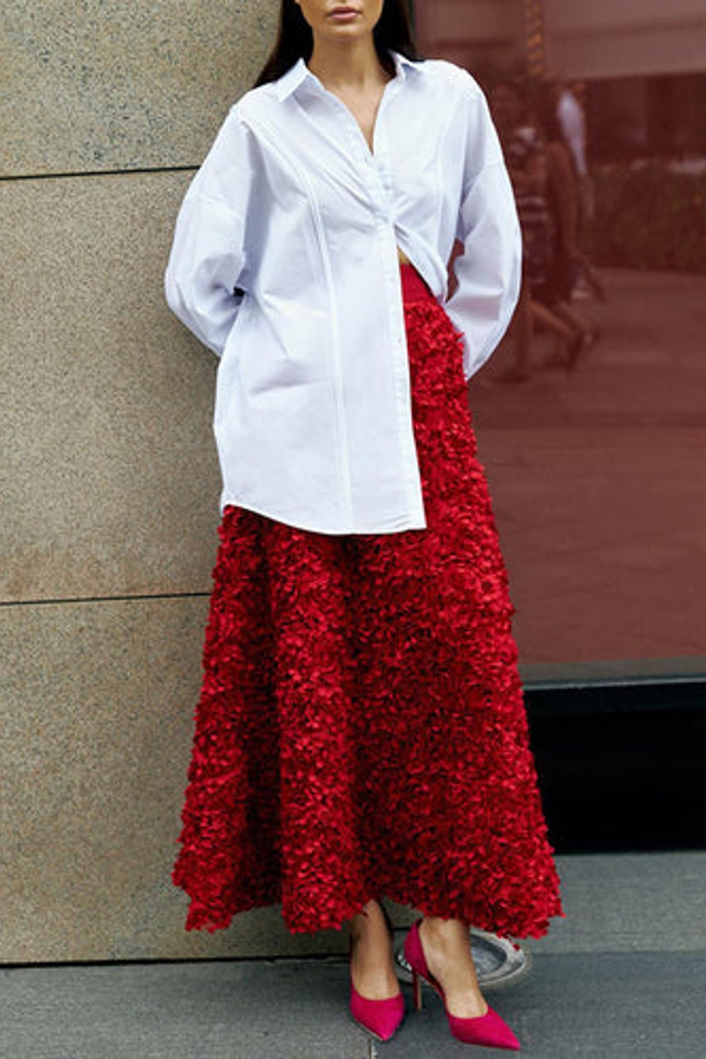 A-Line Skirt With Floral Applique - 5