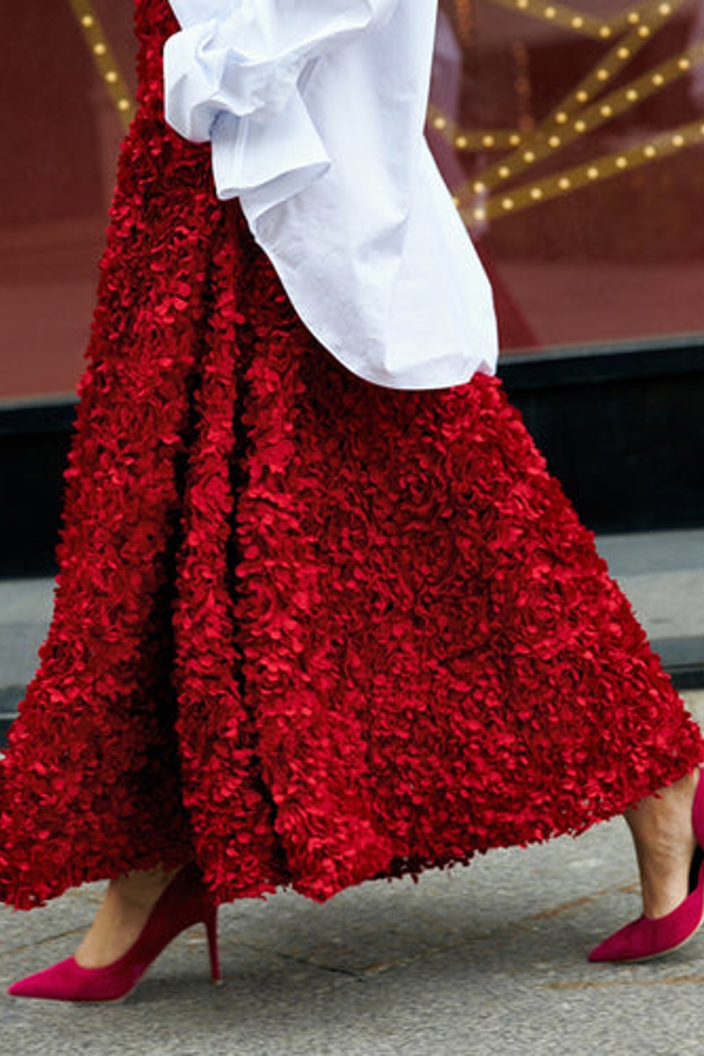 A-Line Skirt With Floral Applique - 7