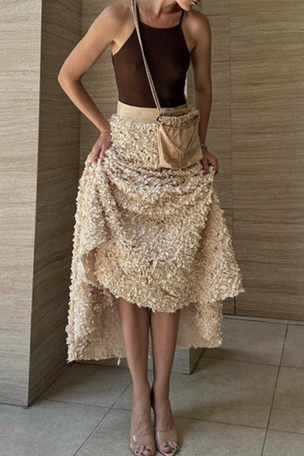 A-Line Skirt With Floral Applique - 11
