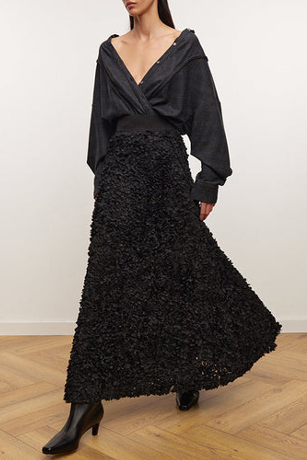 A-Line Skirt With Floral Applique - 13