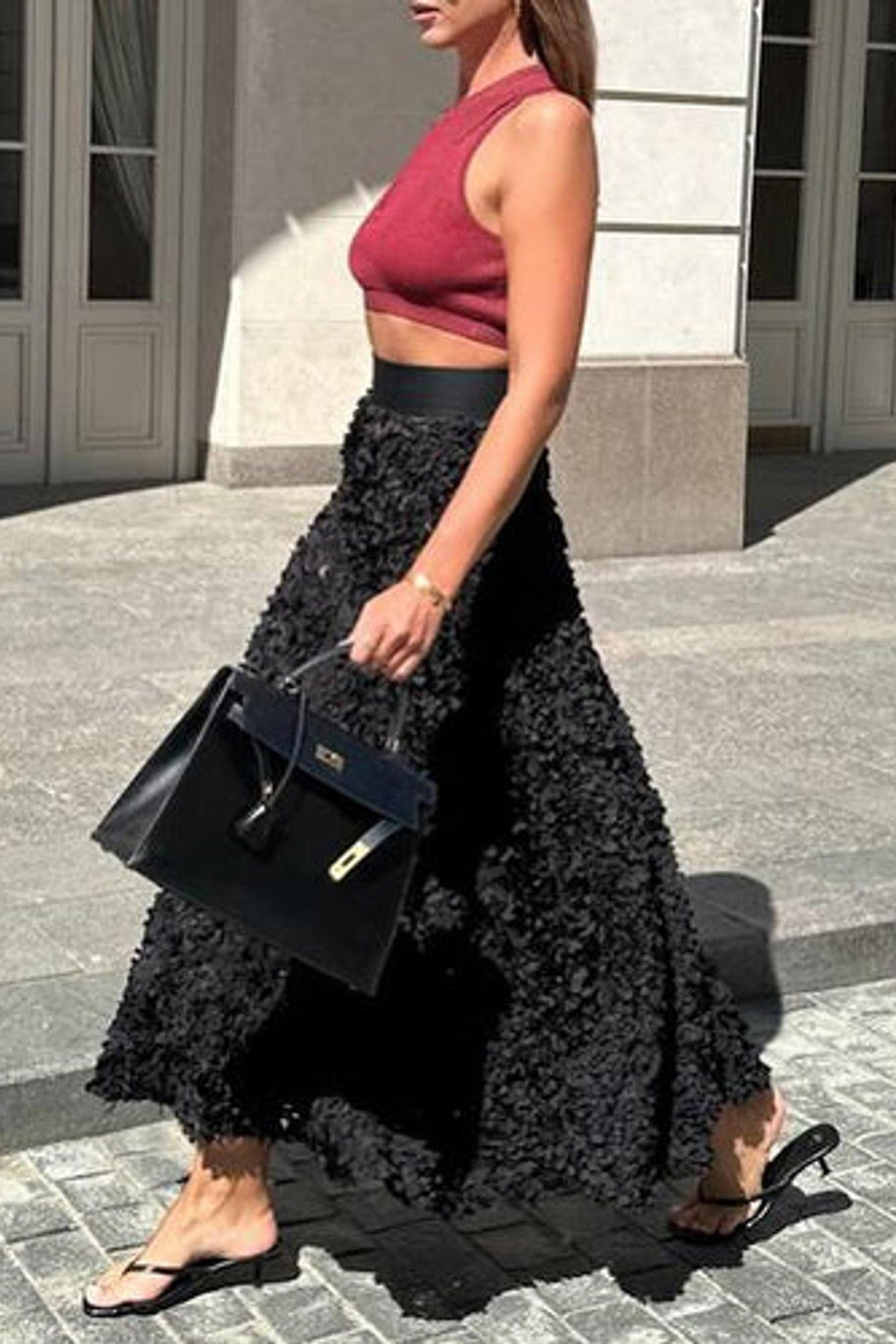 A-Line Skirt With Floral Applique - 14