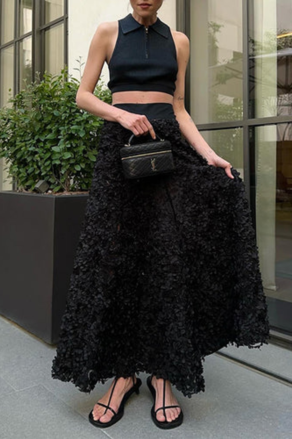 A-Line Skirt With Floral Applique - 15
