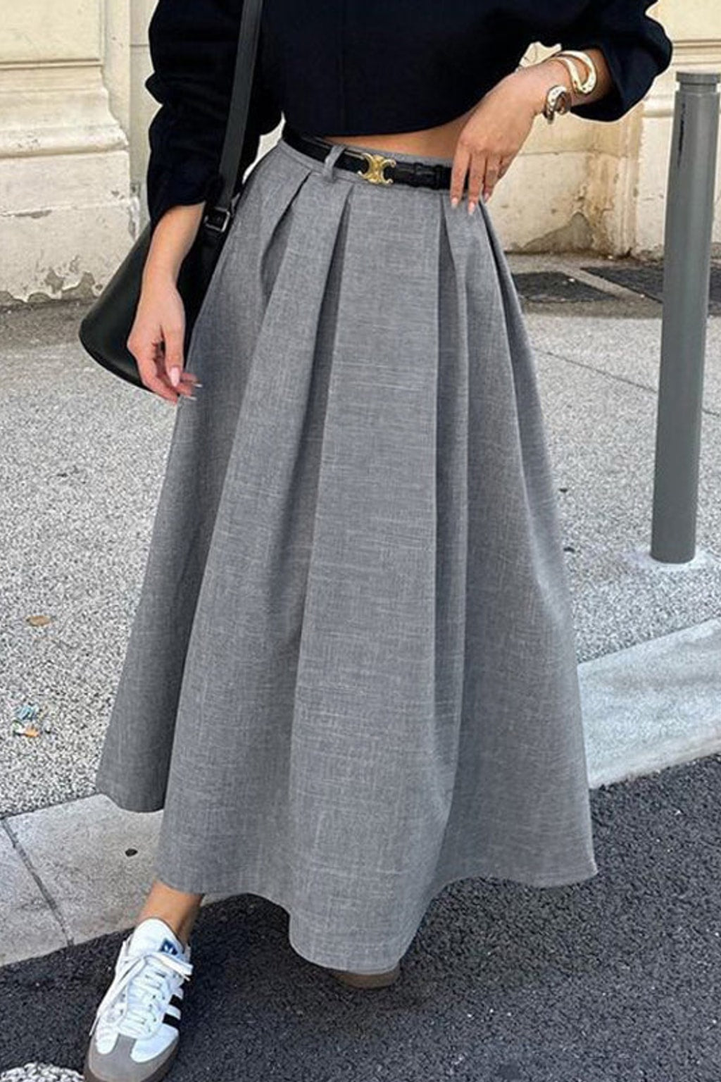 Pleated Blend Skirt With Pleated A-Line Cut - 2