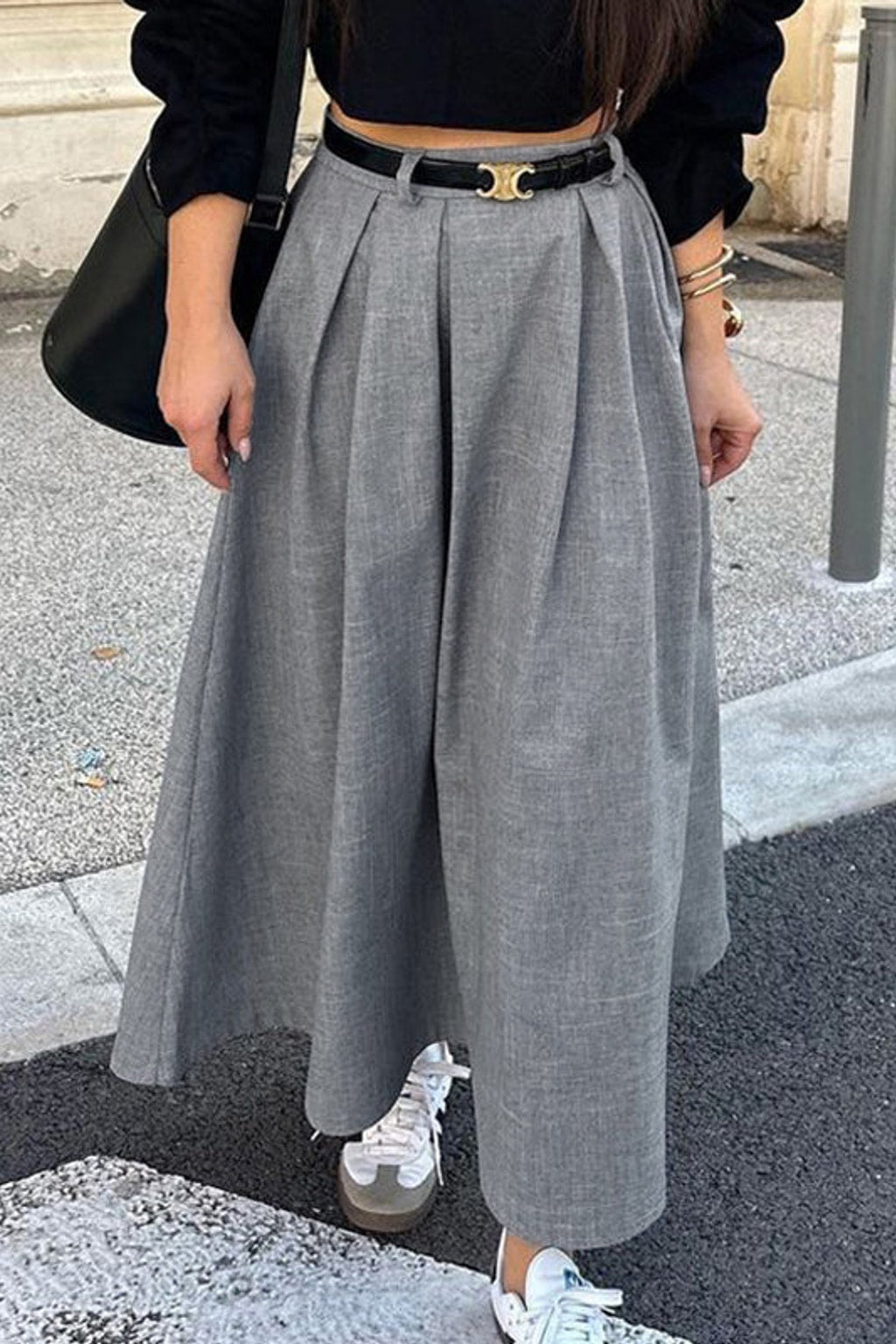 Pleated Blend Skirt With Pleated A-Line Cut - 3