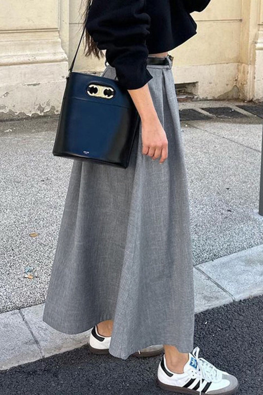 Pleated Blend Skirt With Pleated A-Line Cut - 4