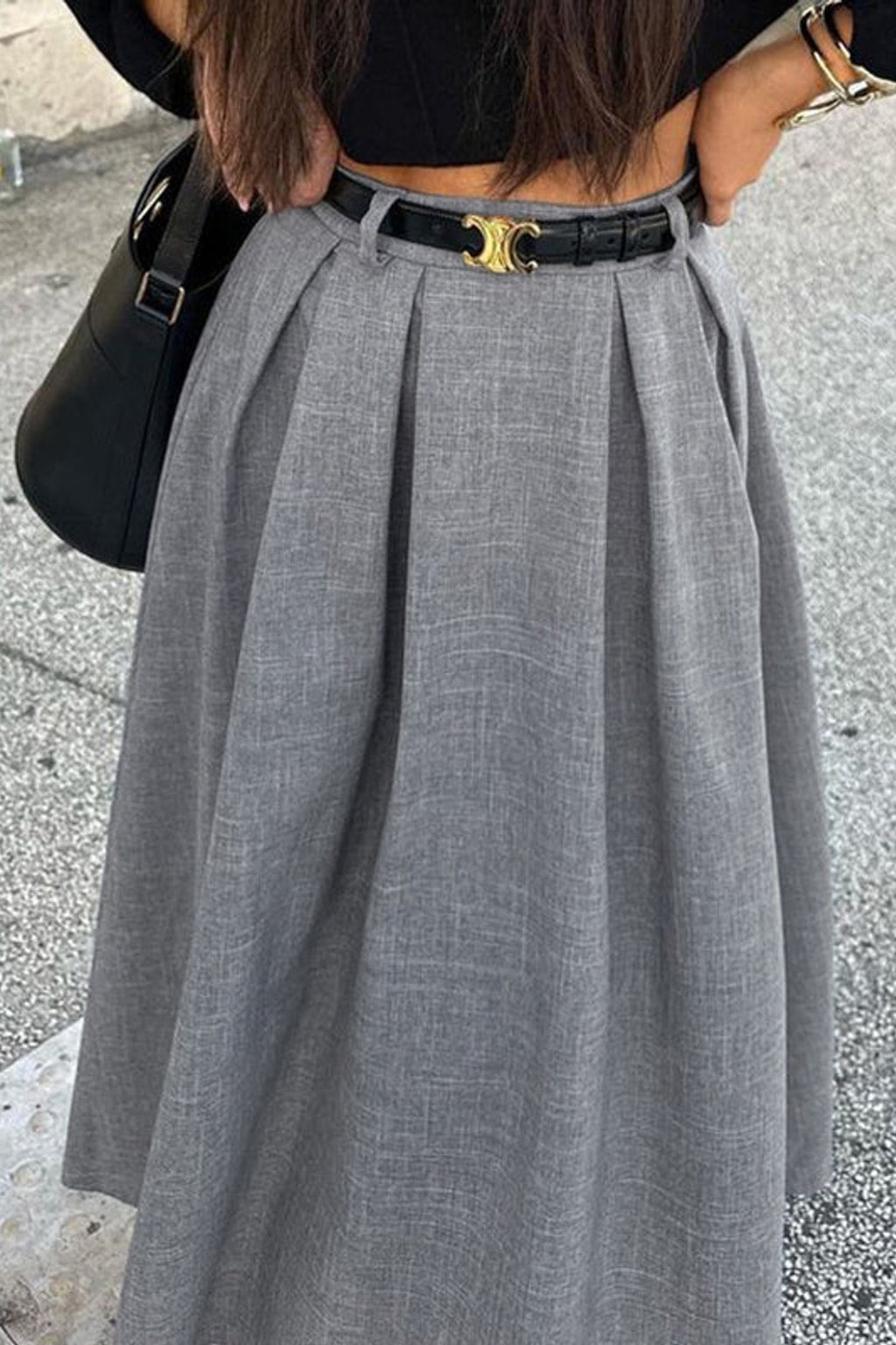 Pleated Blend Skirt With Pleated A-Line Cut - 5