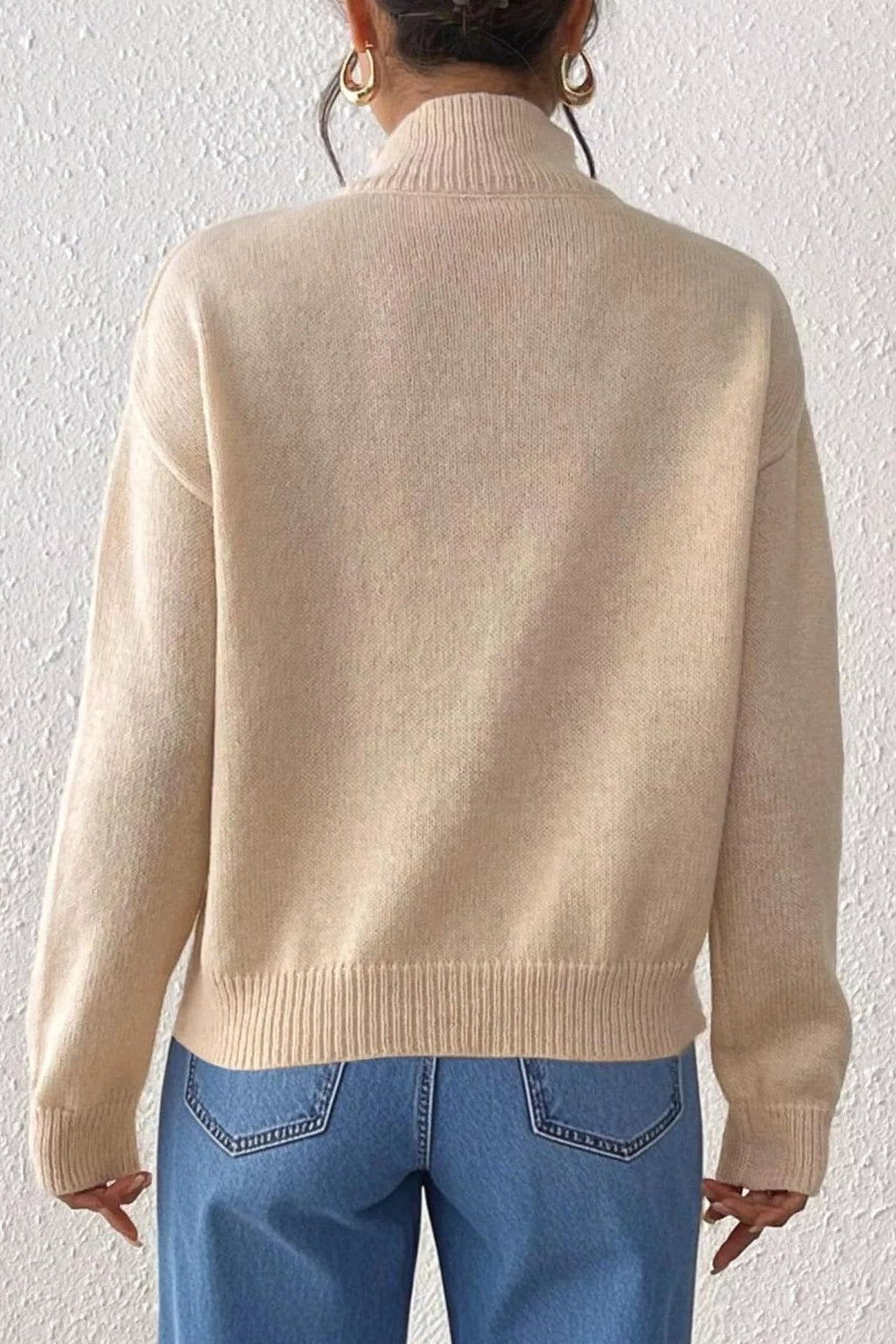 Acrylic Blend Turtleneck Sweater With Dropped Shoulders - 3