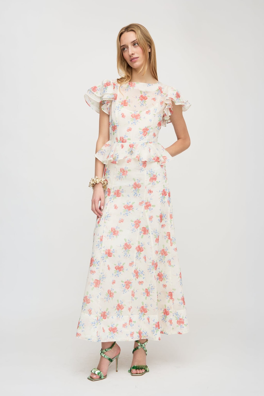 Silk Cotton Dress With Ruffle Sleeves - 4