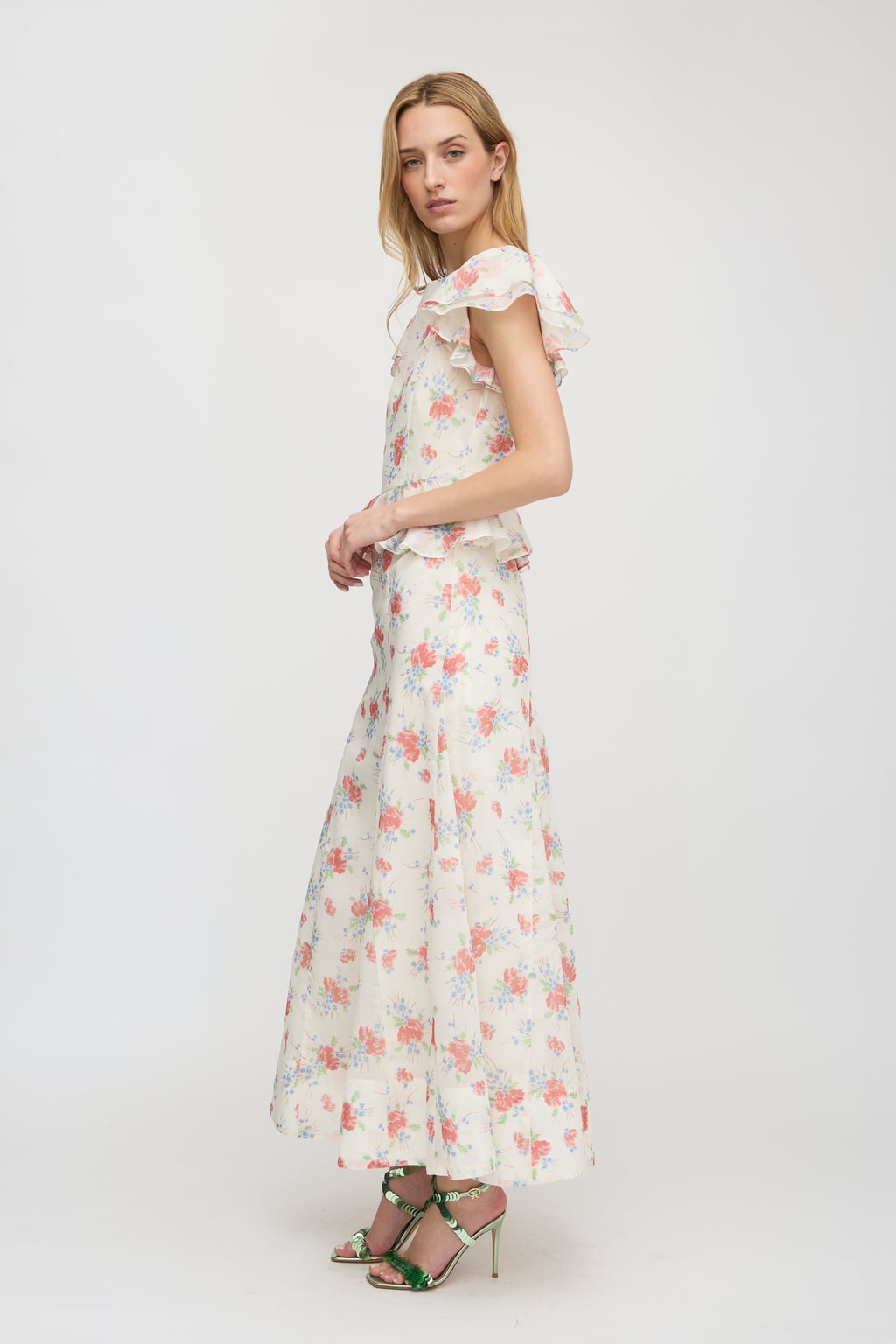 Silk Cotton Dress With Ruffle Sleeves - 5