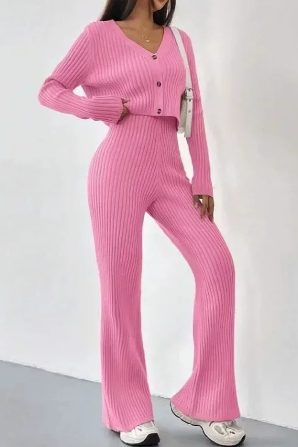 Knit Two-Piece Set With V-Neck - 6