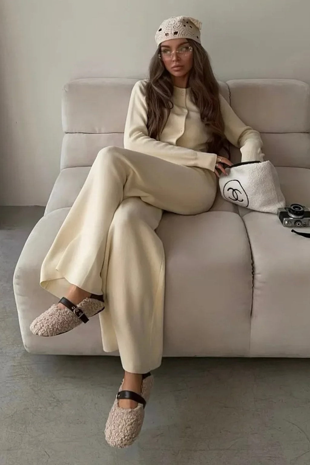 Knit Cardigan Pants Set Slim Fit - 6