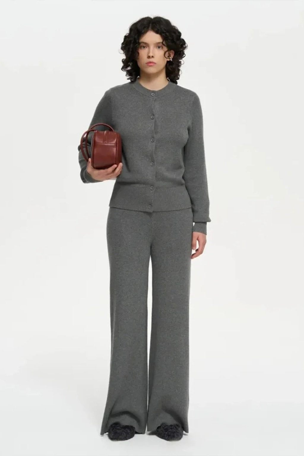 Knit Cardigan Pants Set Slim Fit - 2