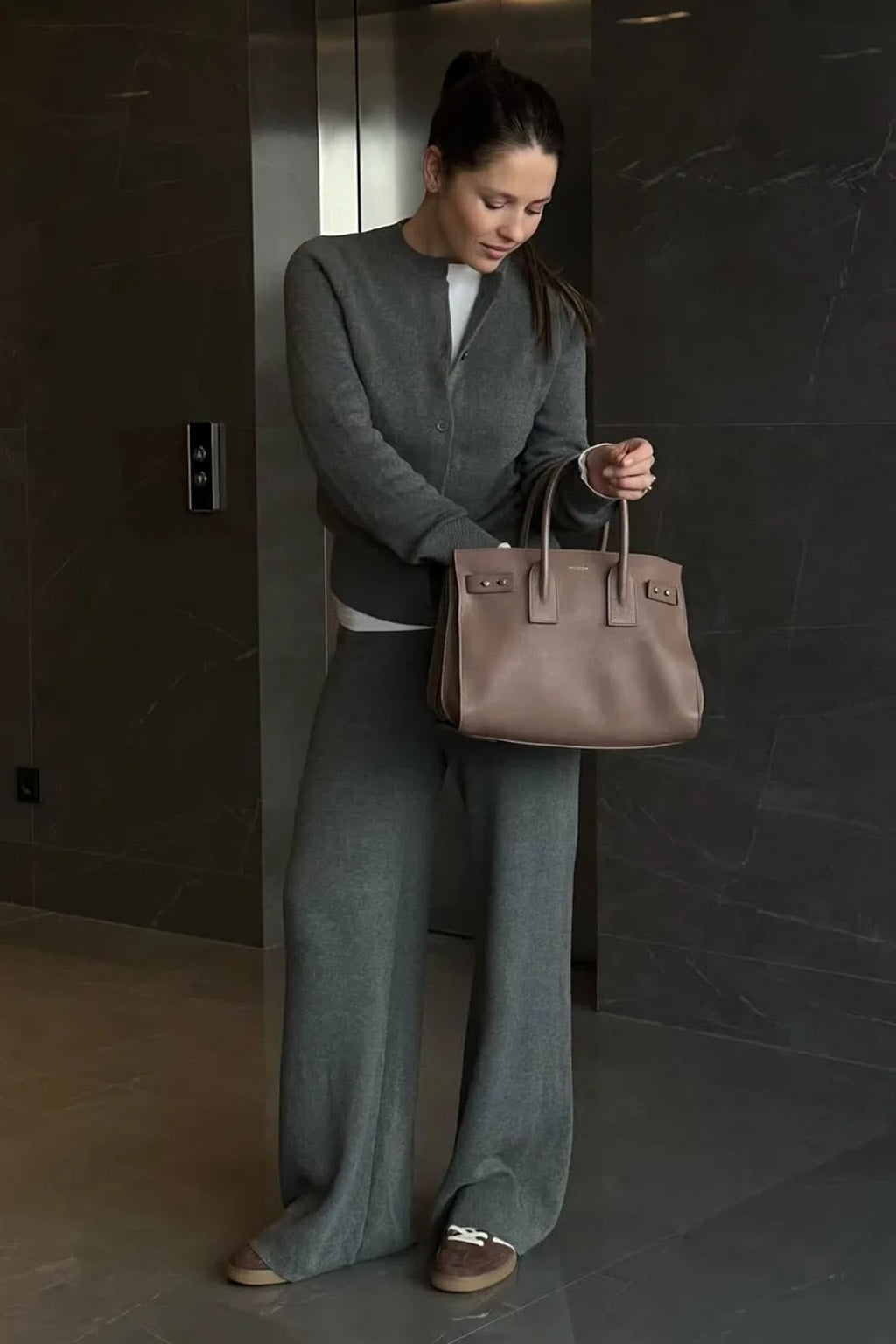 Knit Cardigan Pants Set Slim Fit - 3