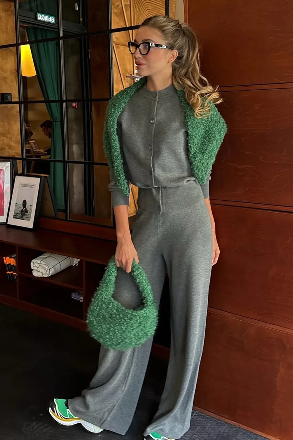Knit Cardigan Pants Set Slim Fit - 4
