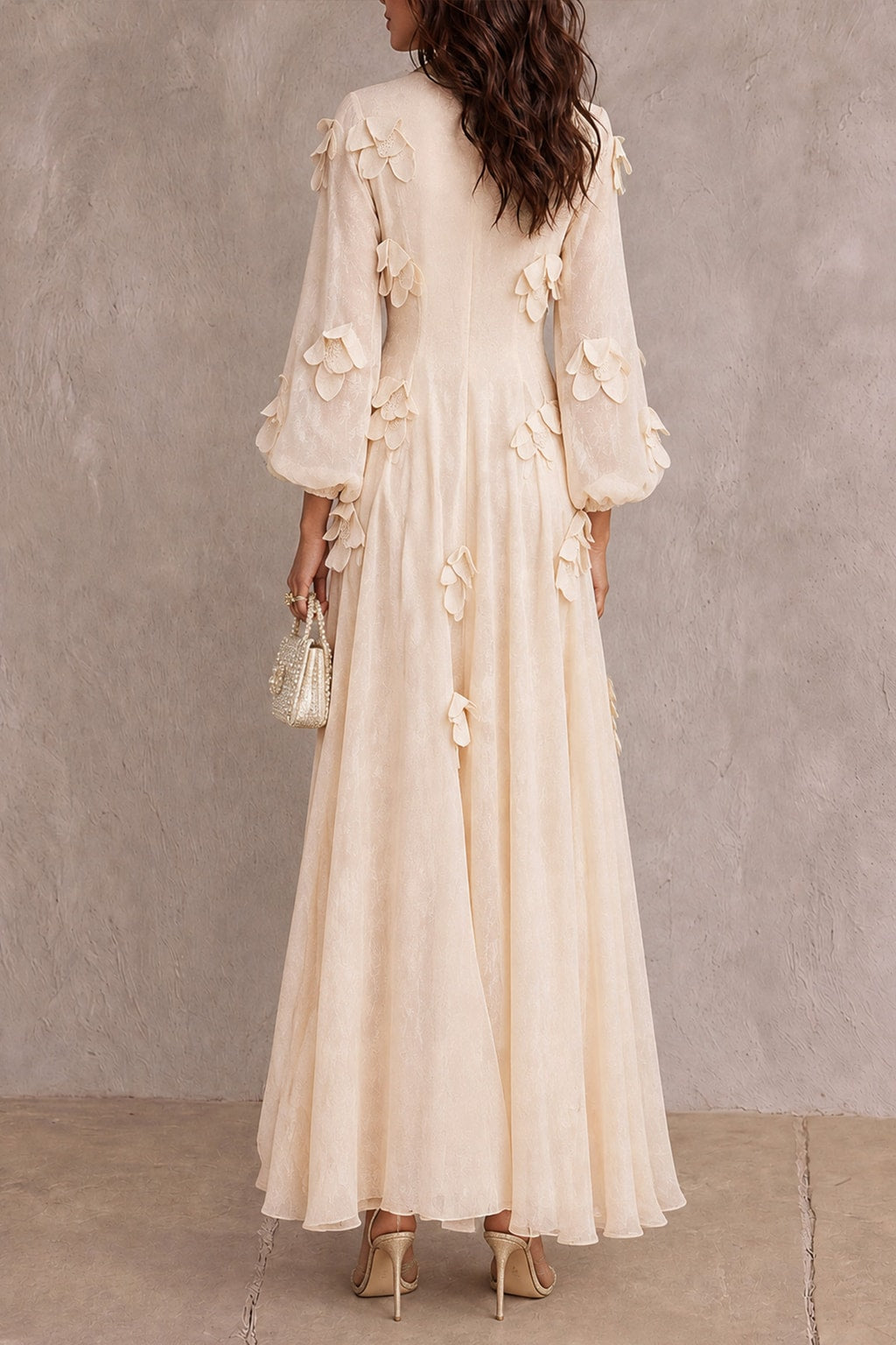 Terylene Maxi Dress With High Neck - 4