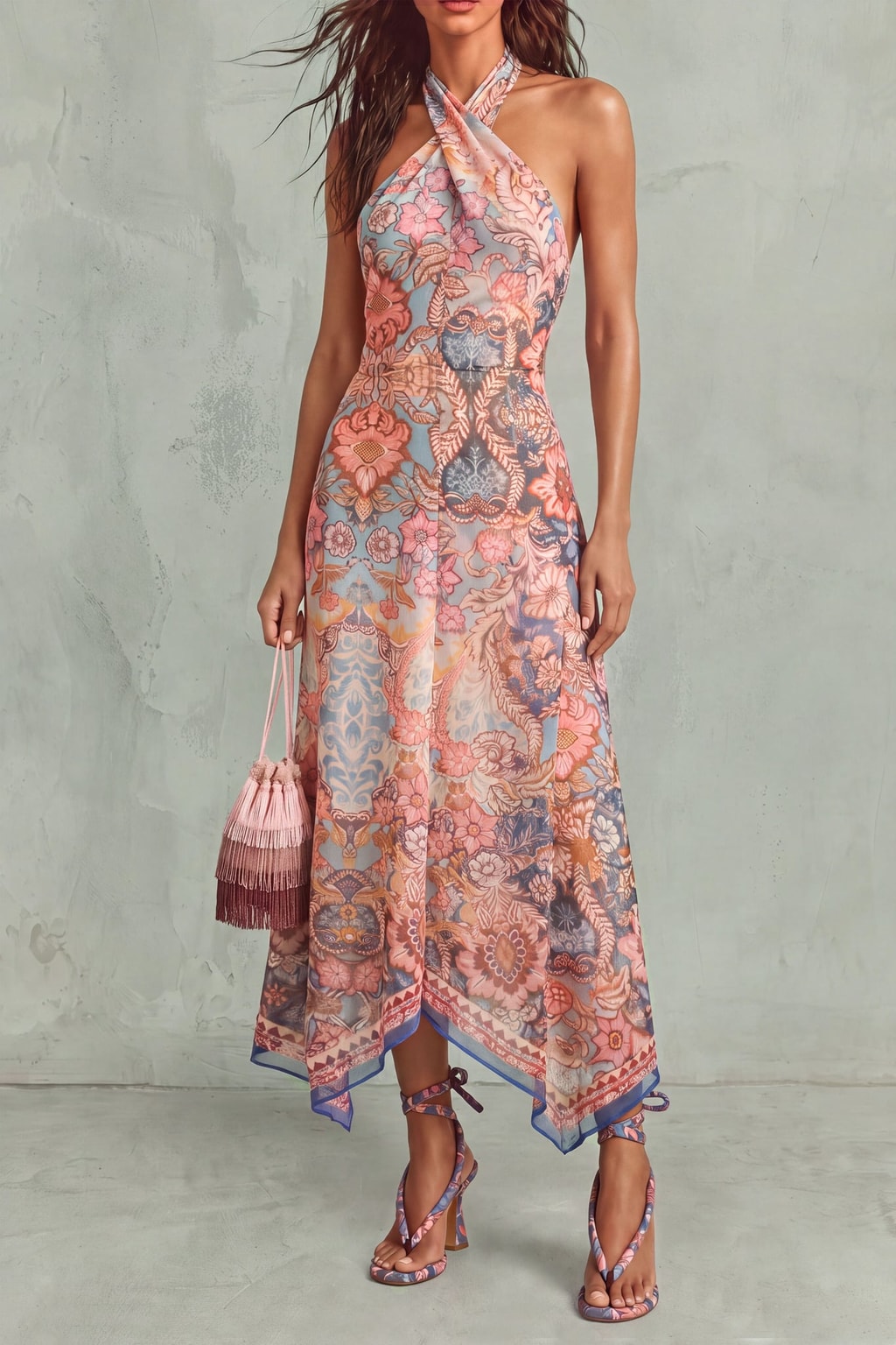 Terylene Midi Dress With Halter Neck - 2