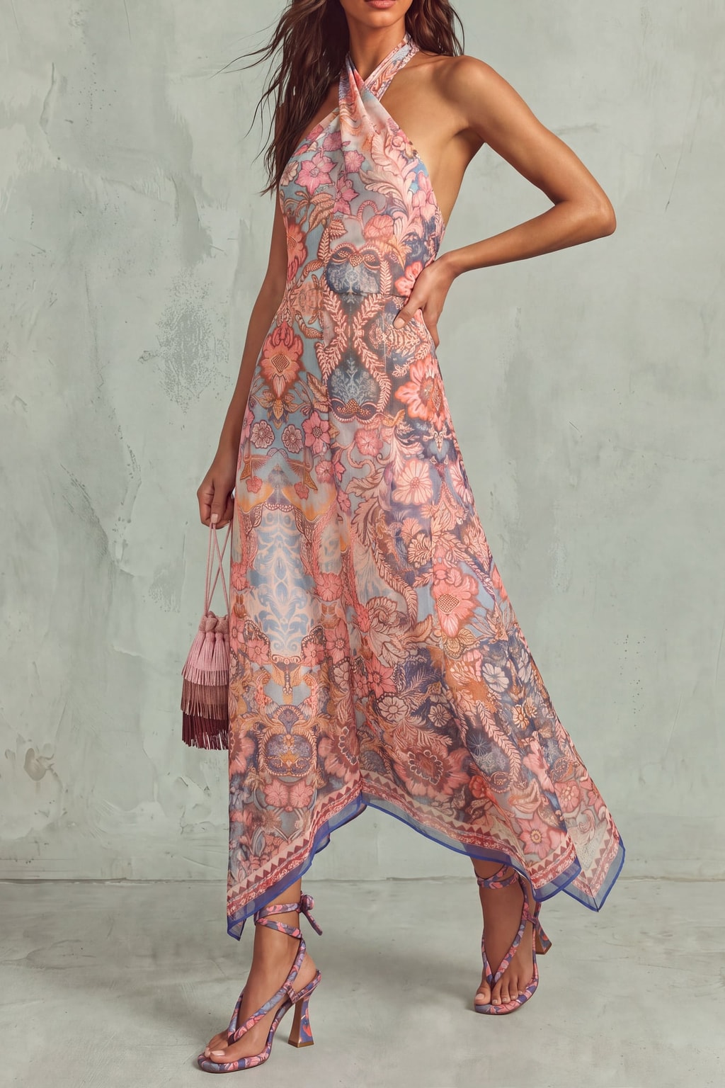 Terylene Midi Dress With Halter Neck - 3