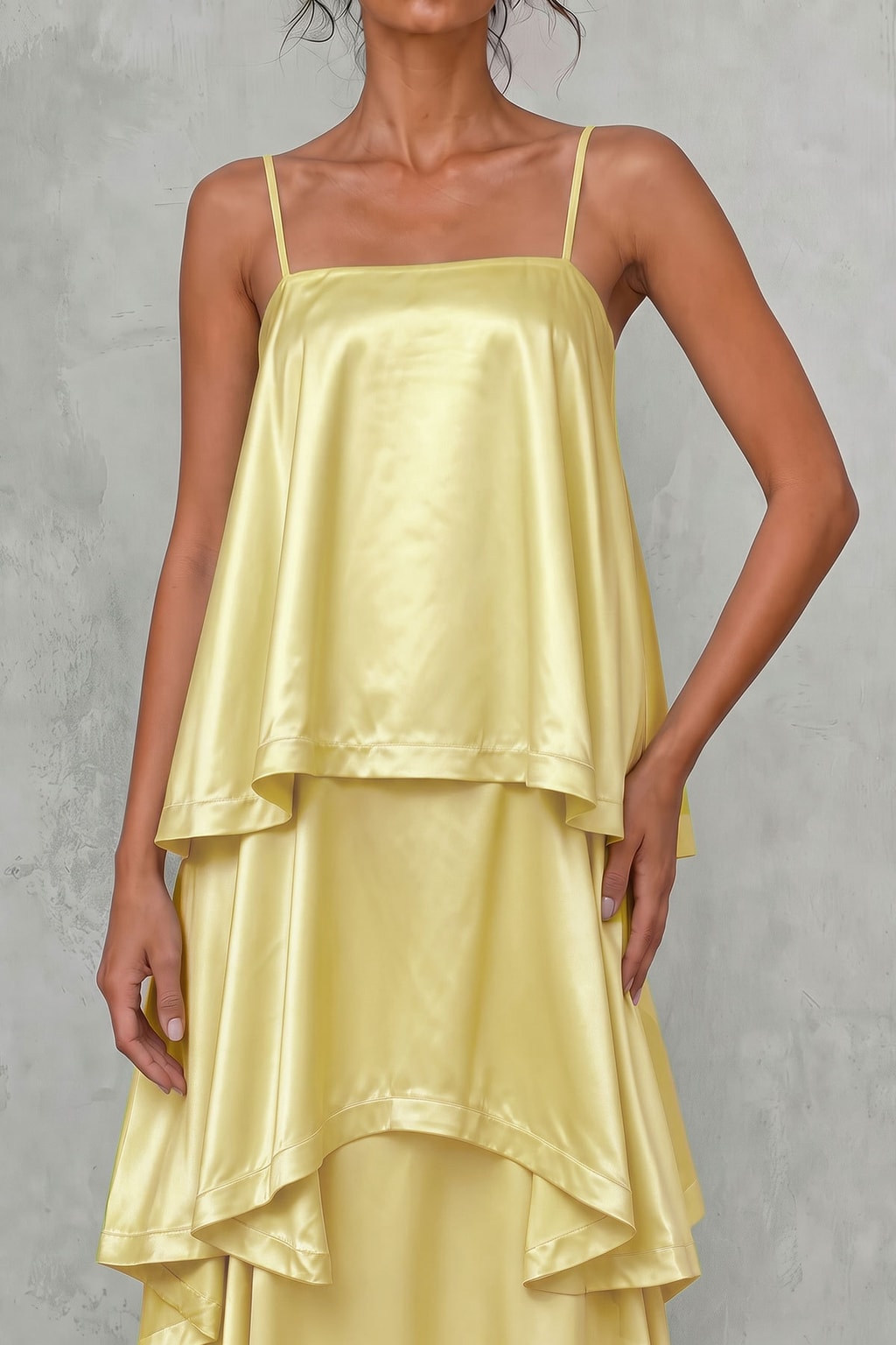 Terylene Maxi Dress With Layered Silhouette - 4