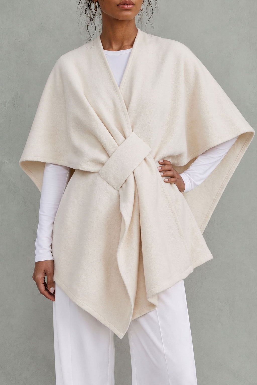 Terylene Tunic Top With Cape Sleeves - 1
