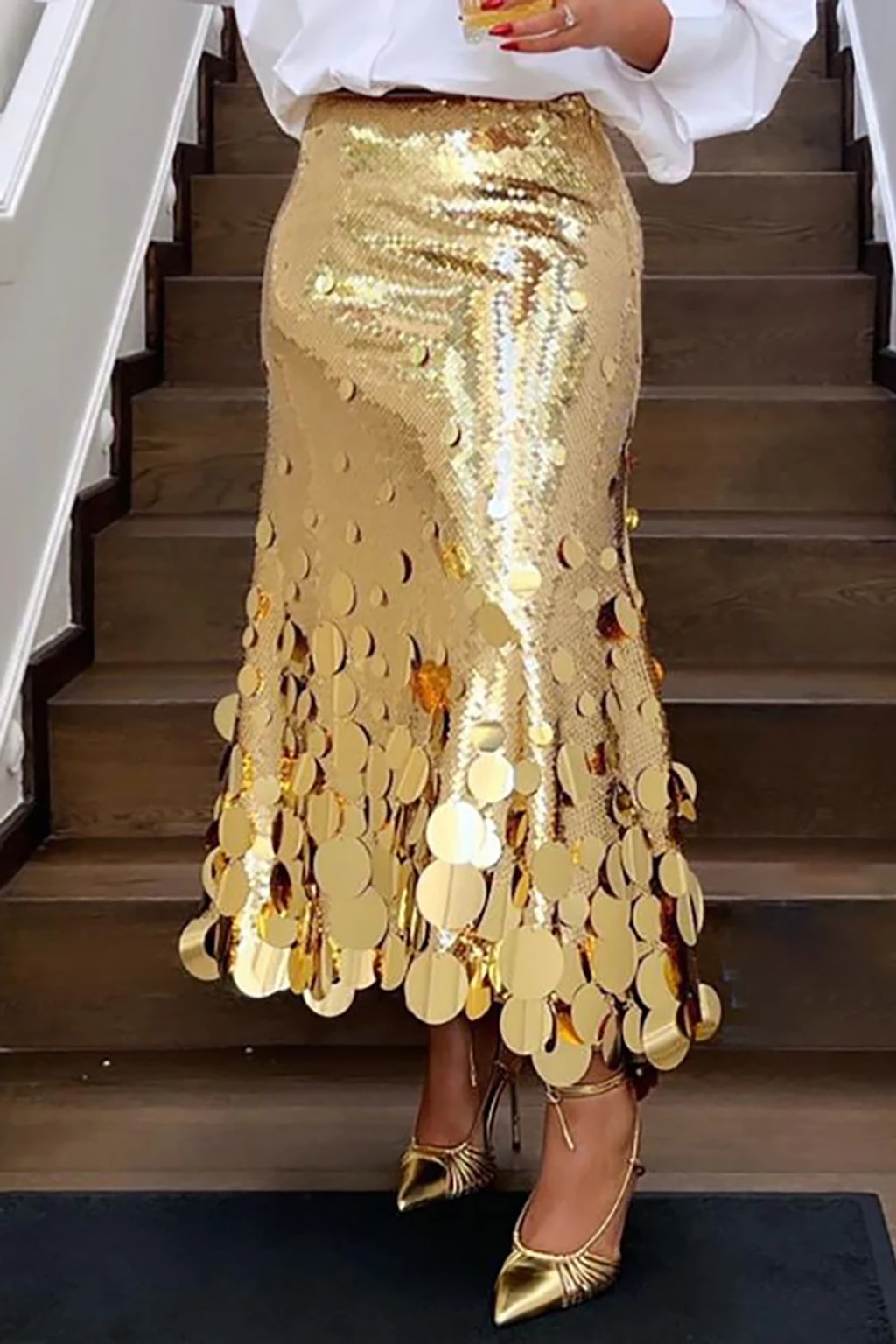 Polyester Sequin Skirt With Tassel Detail - 4