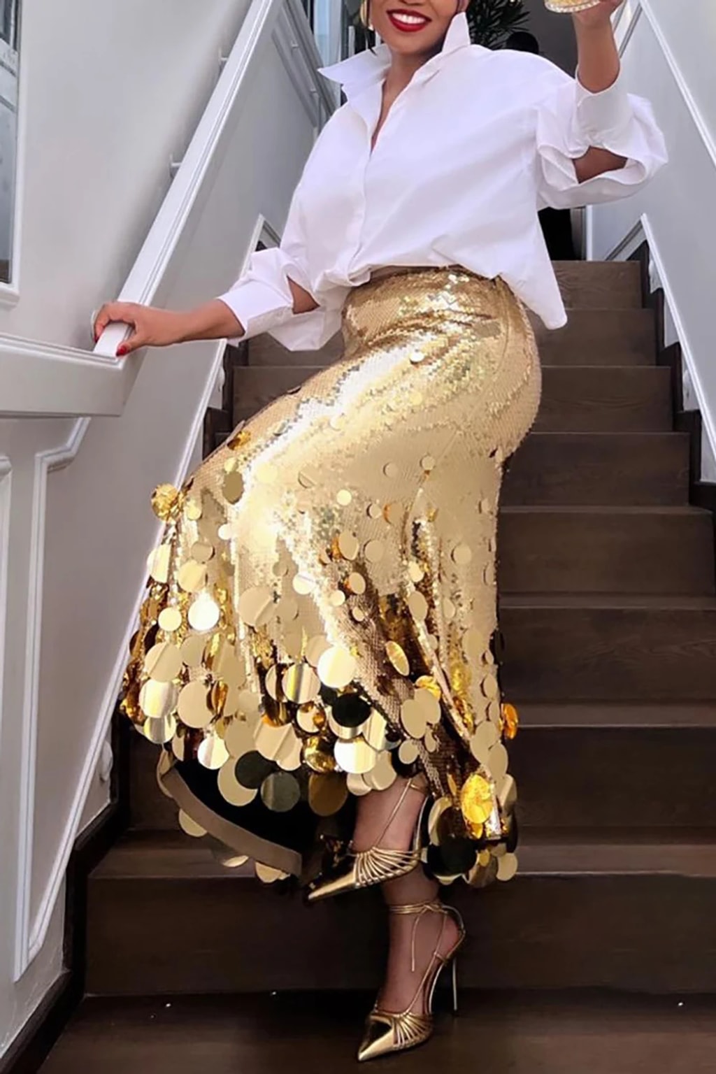 Polyester Sequin Skirt With Tassel Detail - 2