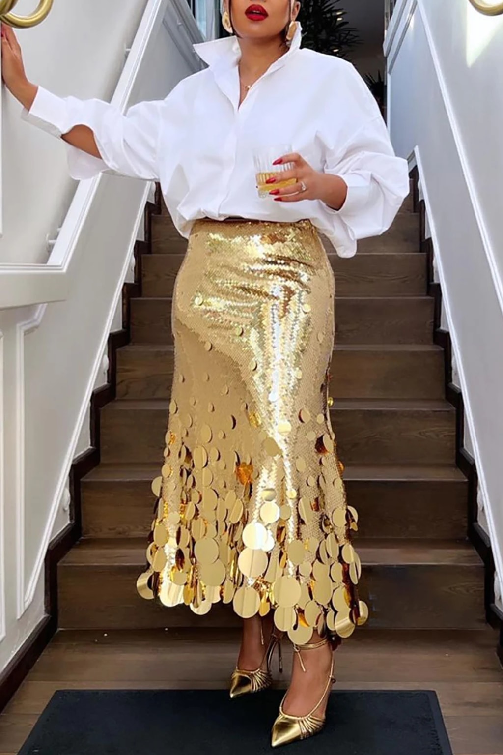 Polyester Sequin Skirt With Tassel Detail - 1