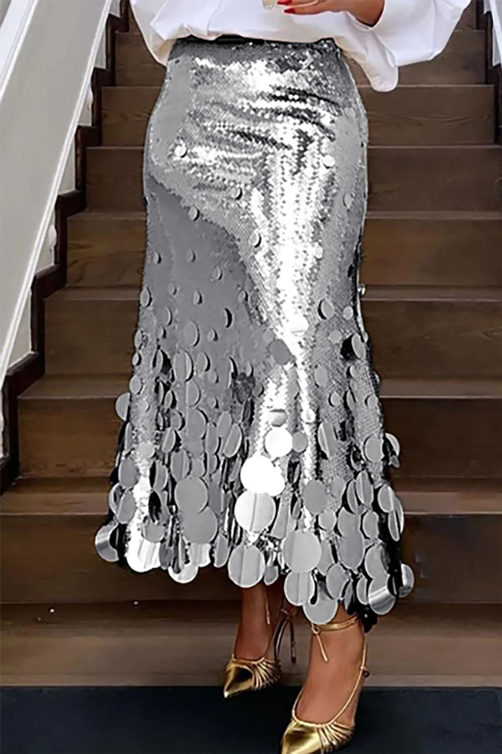 Polyester Sequin Skirt With Tassel Detail - 5
