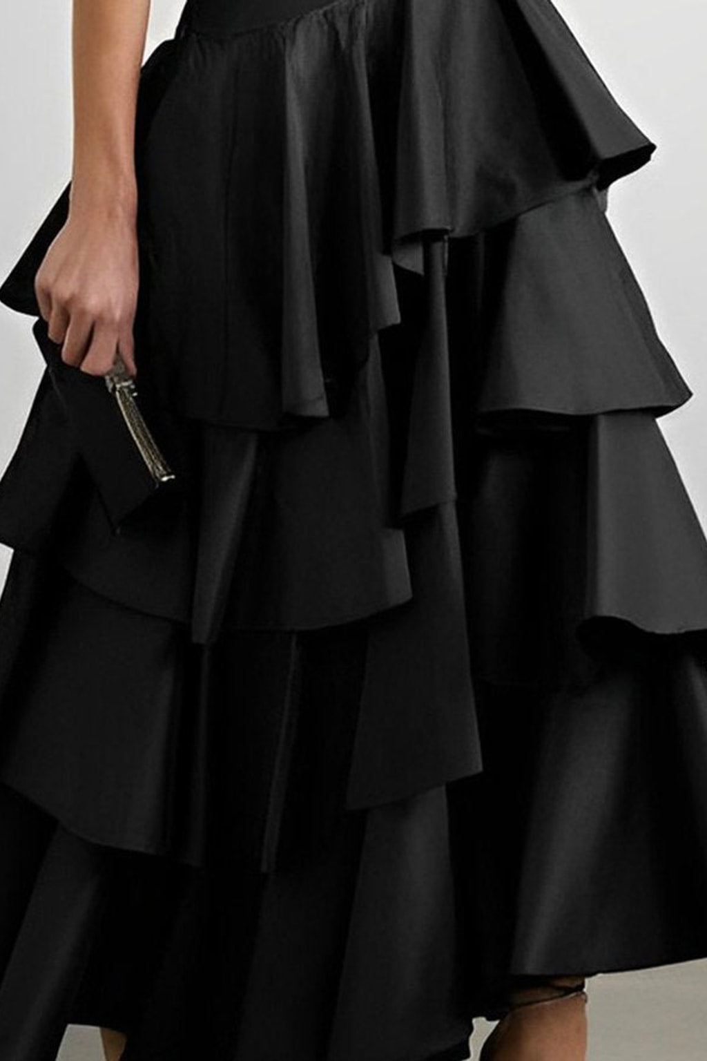Cotton Long Skirt With A-Line Ruffle Hem - 6