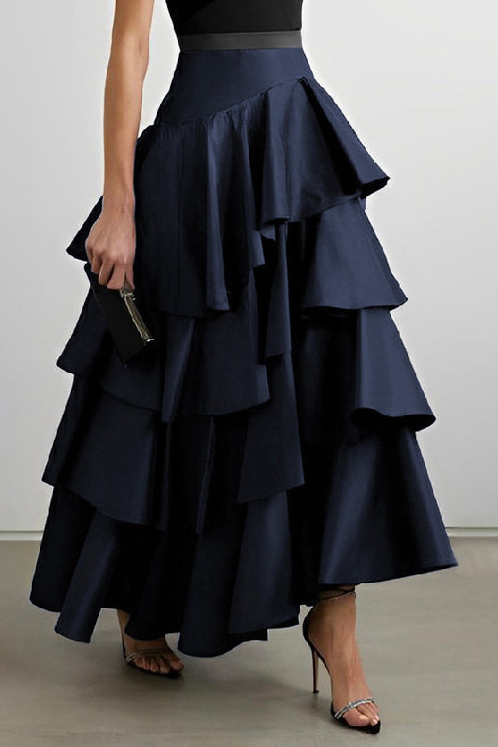 Cotton Long Skirt With A-Line Ruffle Hem - 7