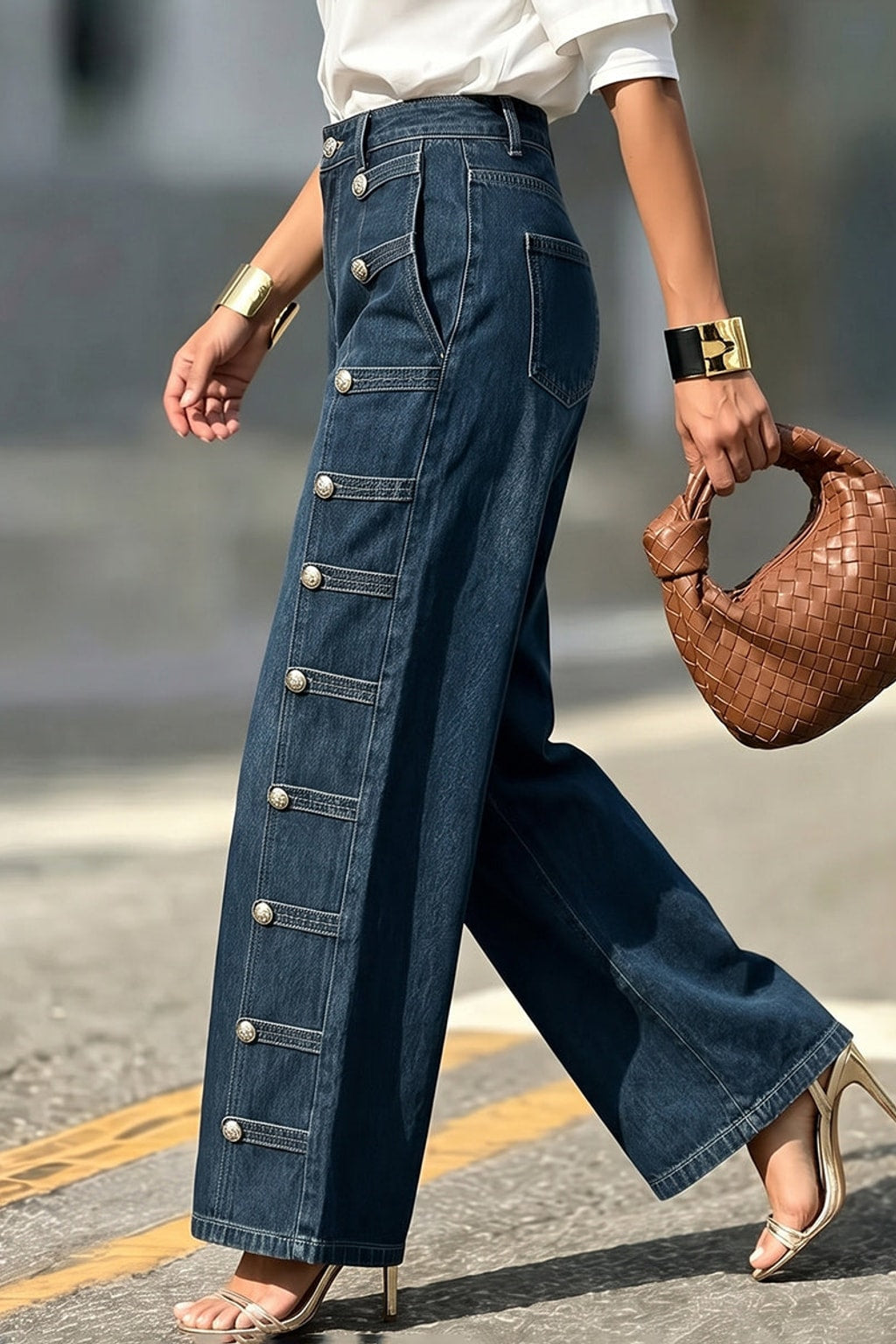 Denim Jean Pants With Wide Leg - 3