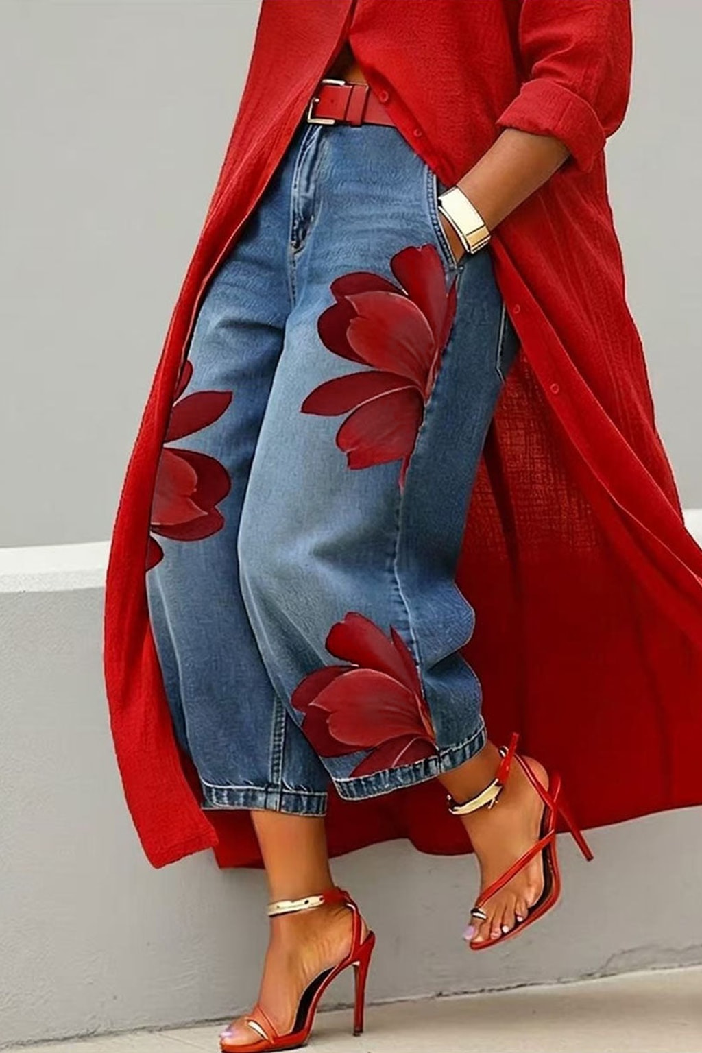 Cotton-Rich Denim Jeans Wide Leg Cut - 2