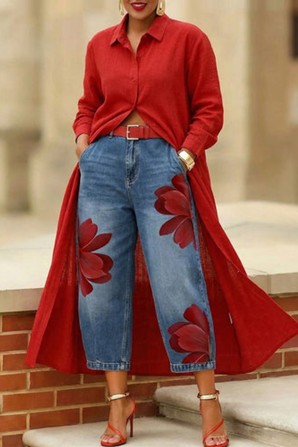 Cotton-Rich Denim Jeans Wide Leg Cut - 3