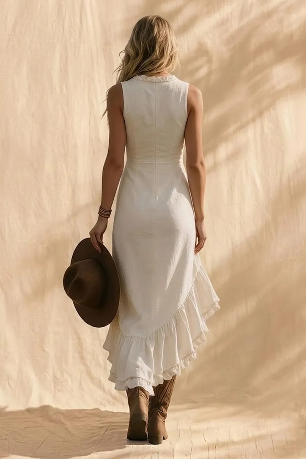 Maxi Dress With Ruffle V-Neck - 5