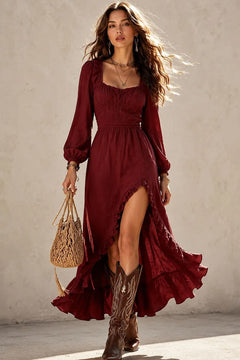 Cotton Maxi Dress With Ruffle Hem - 2