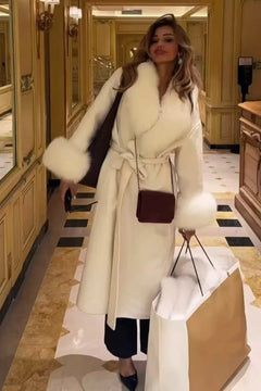 Polyester Long Coat With Belted Waist - 2