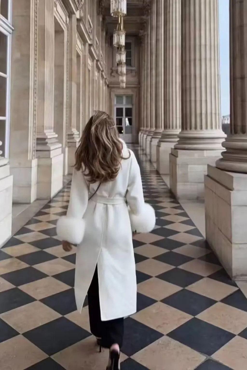 Polyester Long Coat With Belted Waist - 3
