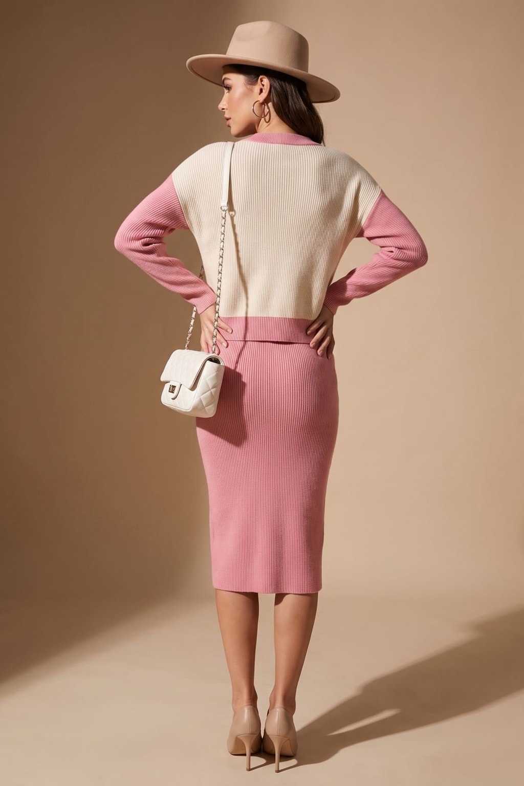 Knit Sweater Skirt Set With Side Slit - 12