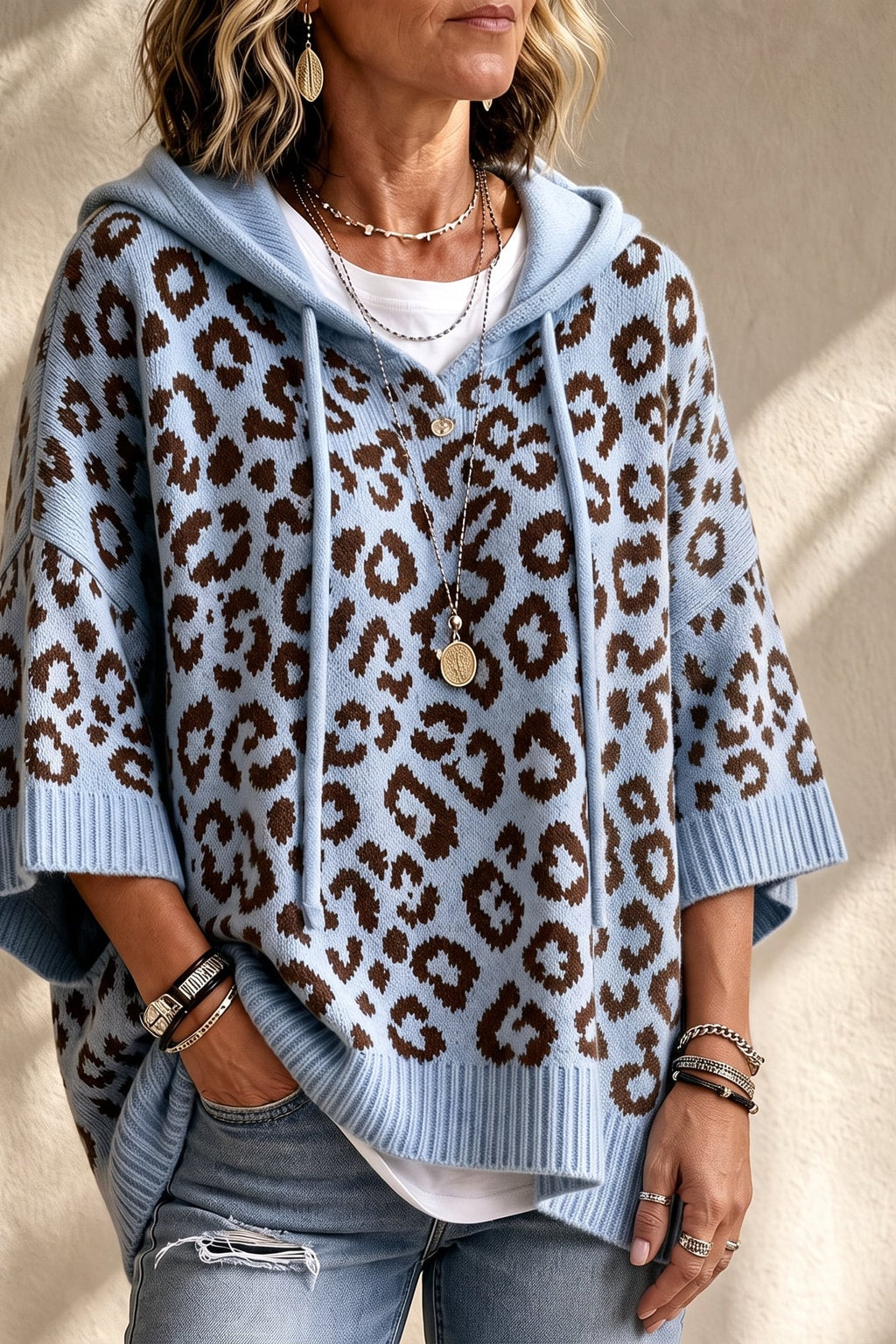 Knit Oversized Hoodie With Relaxed Fit - 2