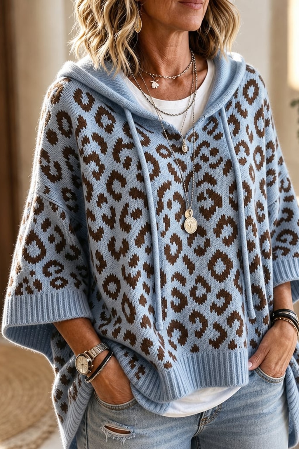 Knit Oversized Hoodie With Relaxed Fit - 3