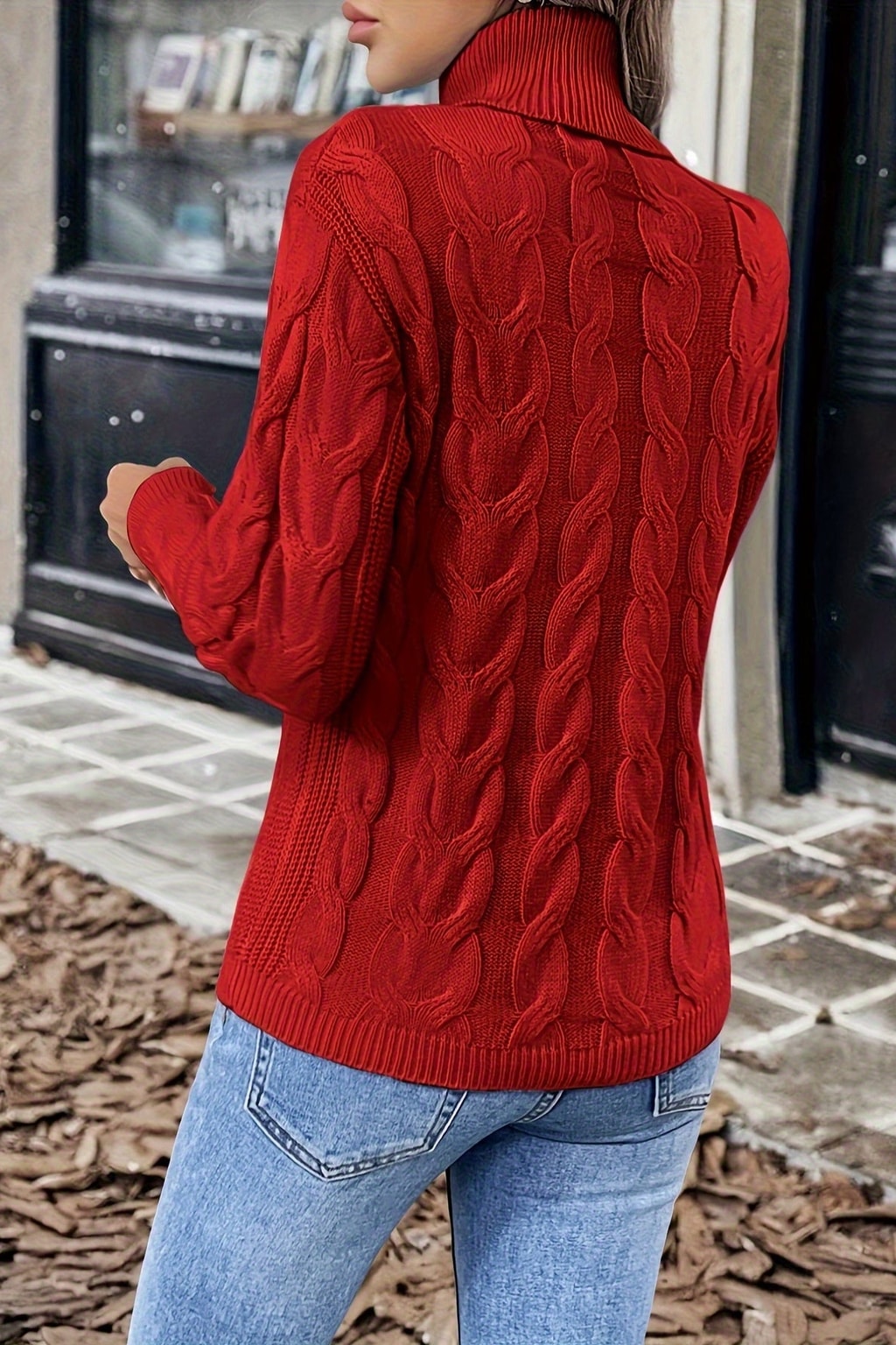Cotton Cable-Knit Sweater with Cozy Turtleneck - 5