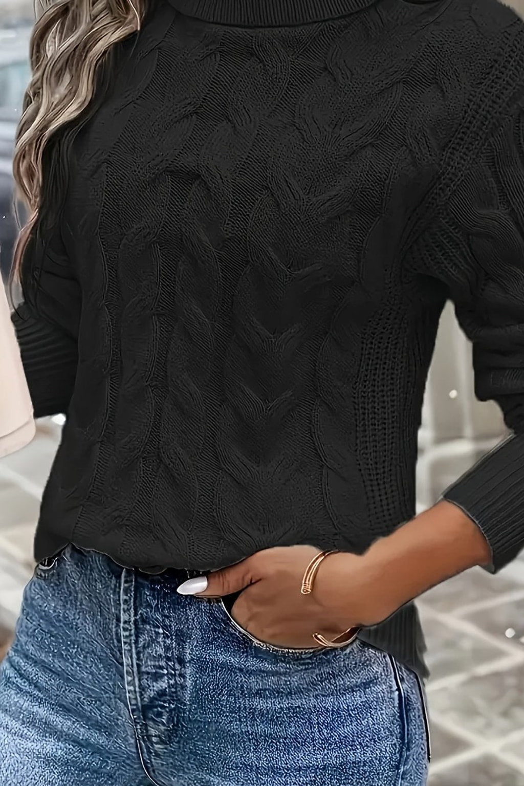 Cotton Cable-Knit Sweater with Cozy Turtleneck - 6