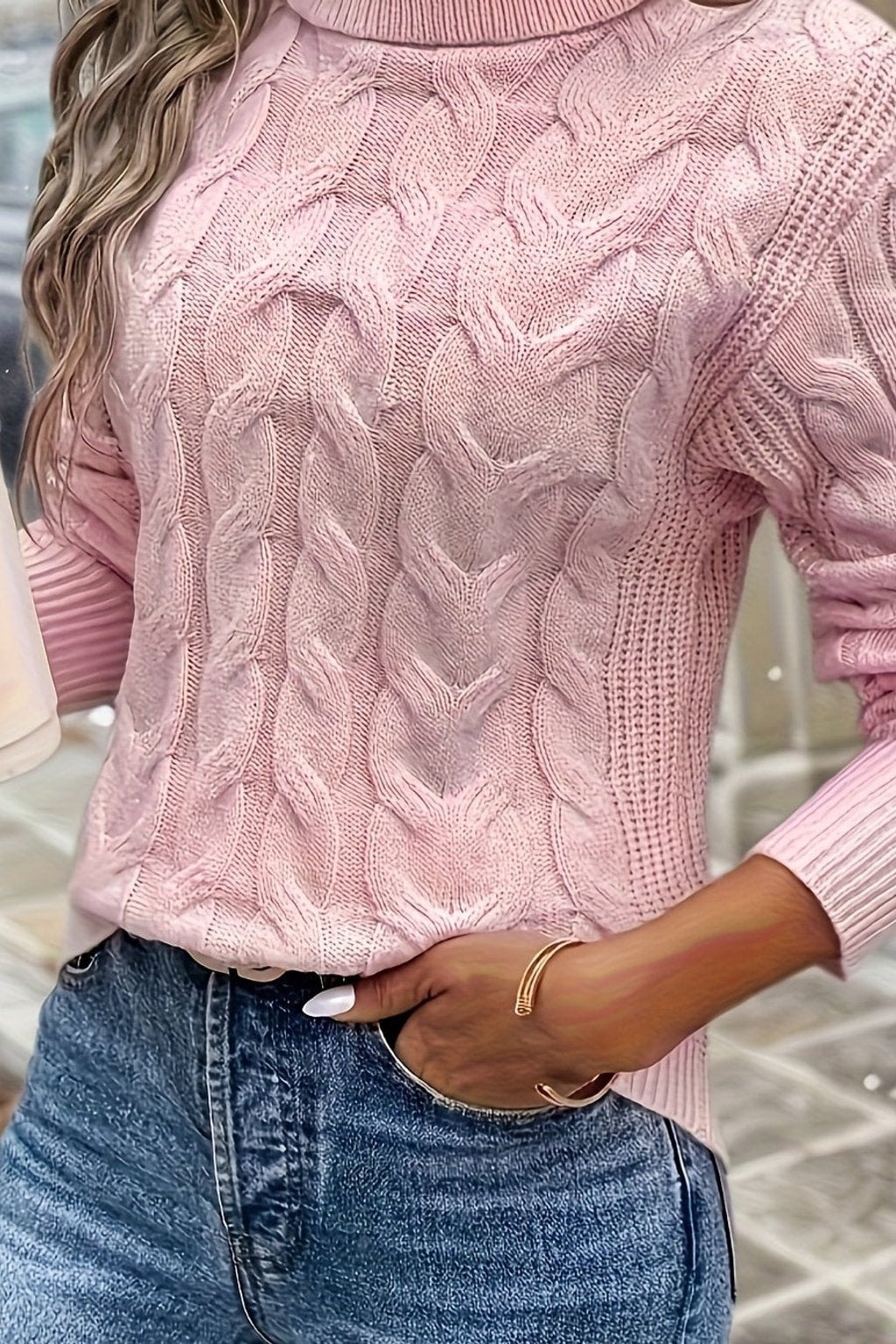 Cotton Cable-Knit Sweater with Cozy Turtleneck - 12