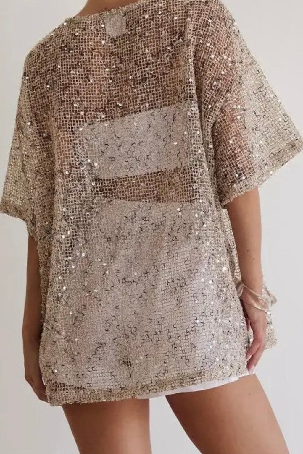 Sequin Mesh Top With Oversized Fit - 9