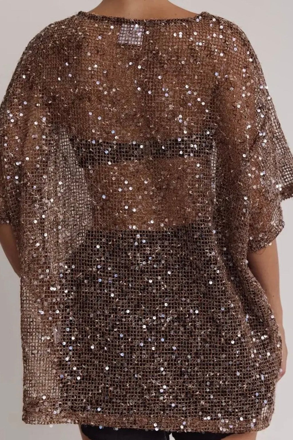 Sequin Mesh Top With Oversized Fit - 4