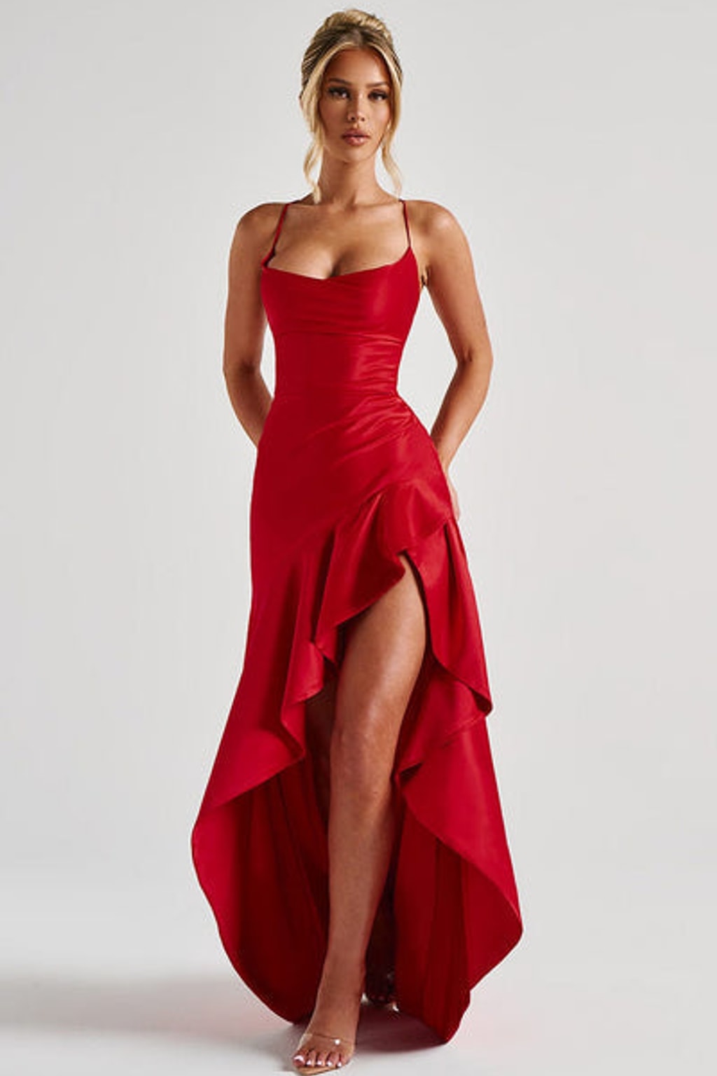 Satin Maxi Dress With Cowl Neck - 8