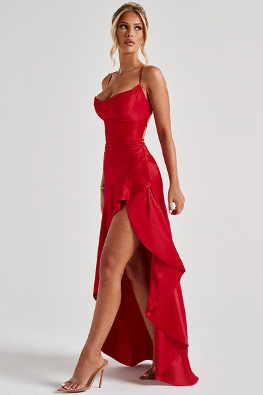 Satin Maxi Dress With Cowl Neck - 9
