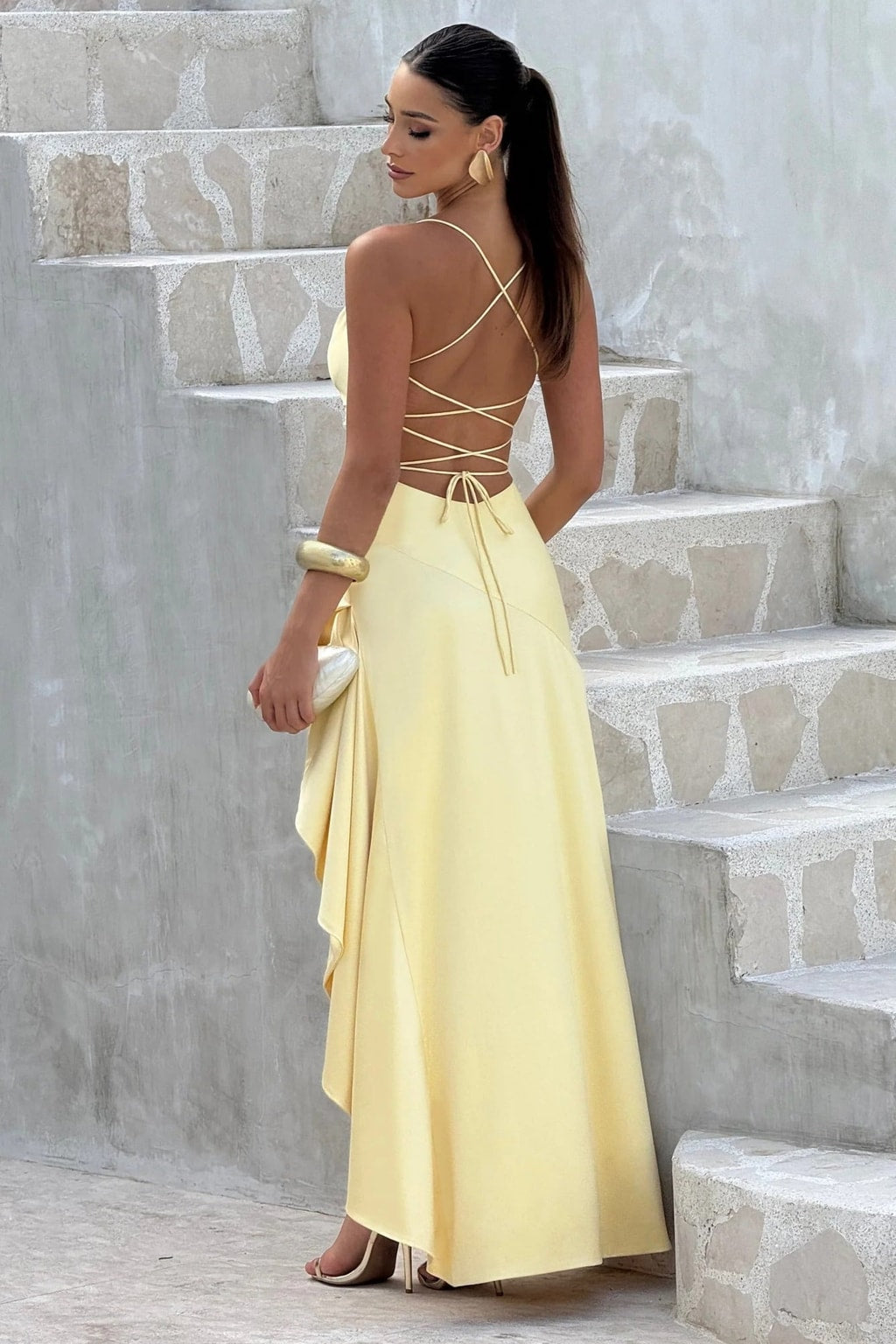Satin Maxi Dress With Cowl Neck - 3