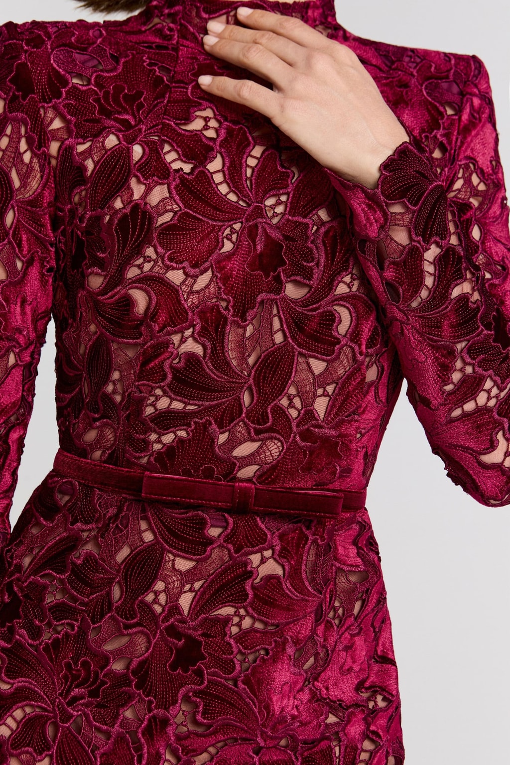 Lace Midi Dress With High Neck - 6